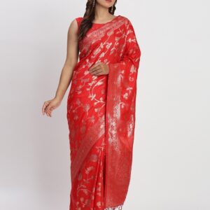 Red Saree with Zari
